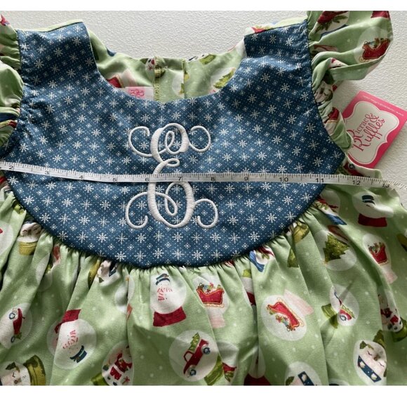 NWT RicRac and Ruffles Holiday Christmas Snowglobes Dress Size 8 Monogram E - Picture 8 of 8